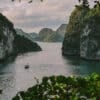 L'Amour Junk on a private Ha Long Bay cruise amidst limestone karsts.