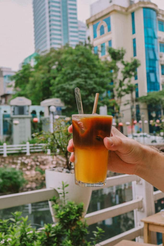 Iced coffee with passionfruit juice at Fu Hoo Coffee in Hanoi